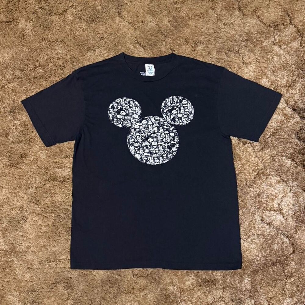 Disney Mickey Mouse Collage Silhouette T-Shirt Men’s Large Black Vintage Tee